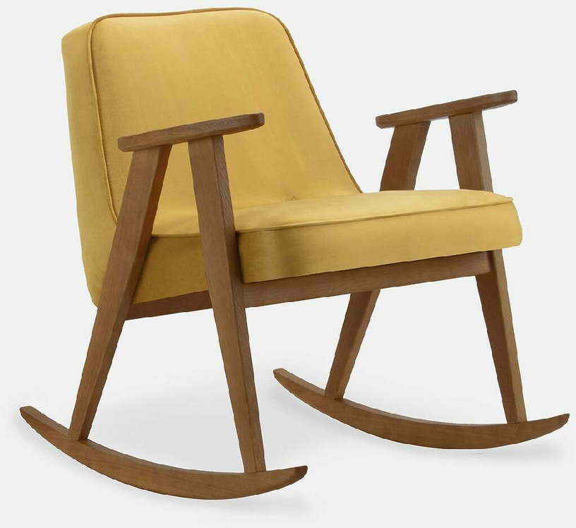 Chaise à bascule en velours brillant moutarde et chêne foncé 70 x 64 cm Série 366 - 366 Concept - The Cool Republic