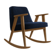 Chaise à bascule en velours indigo et chêne foncé 70 x 64 cm Série 366 - 366 Concept - The Cool Republic