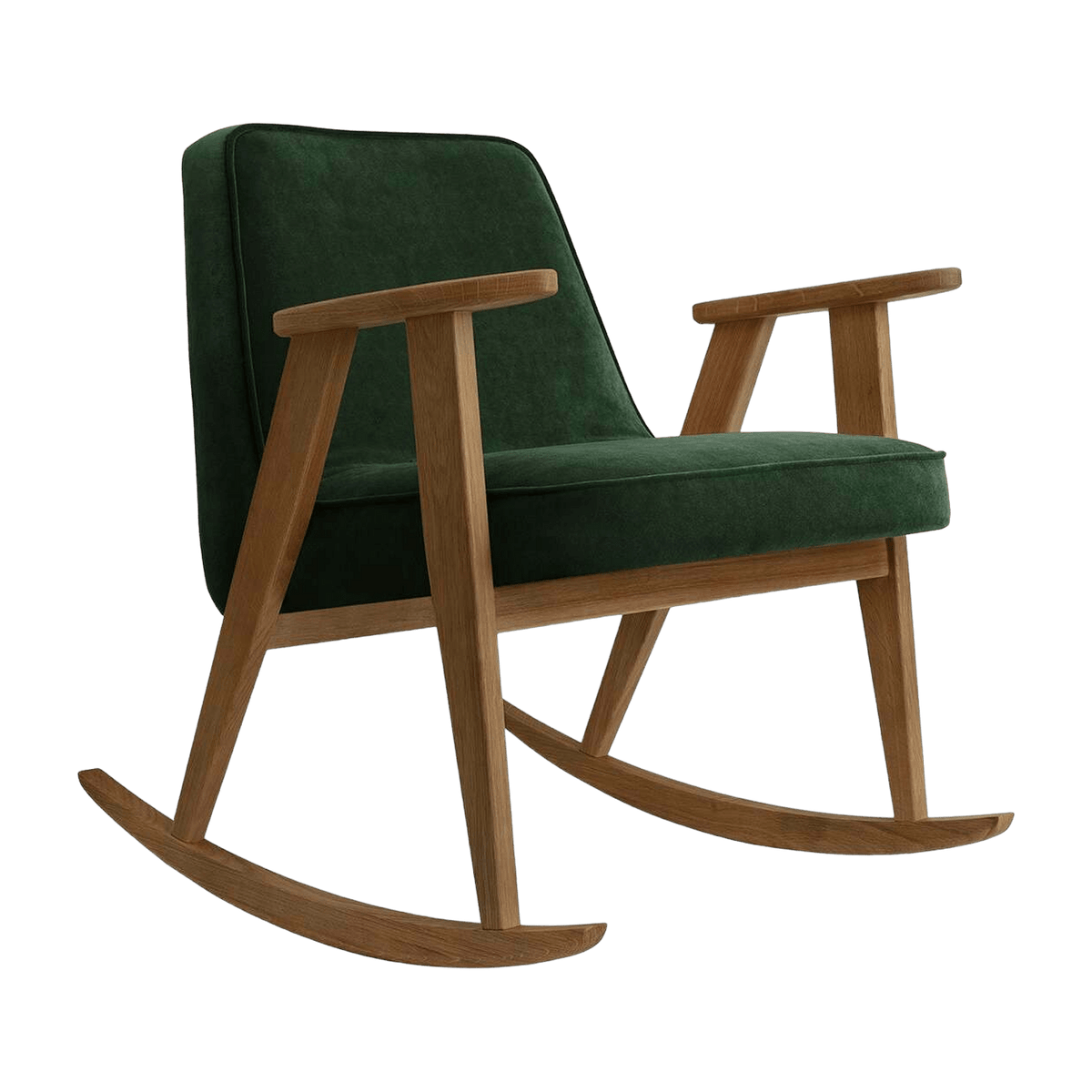 Chaise à bascule en velours vert bouteille et chêne foncé 70 x 64 cm Série 366 - 366 Concept - The Cool Republic