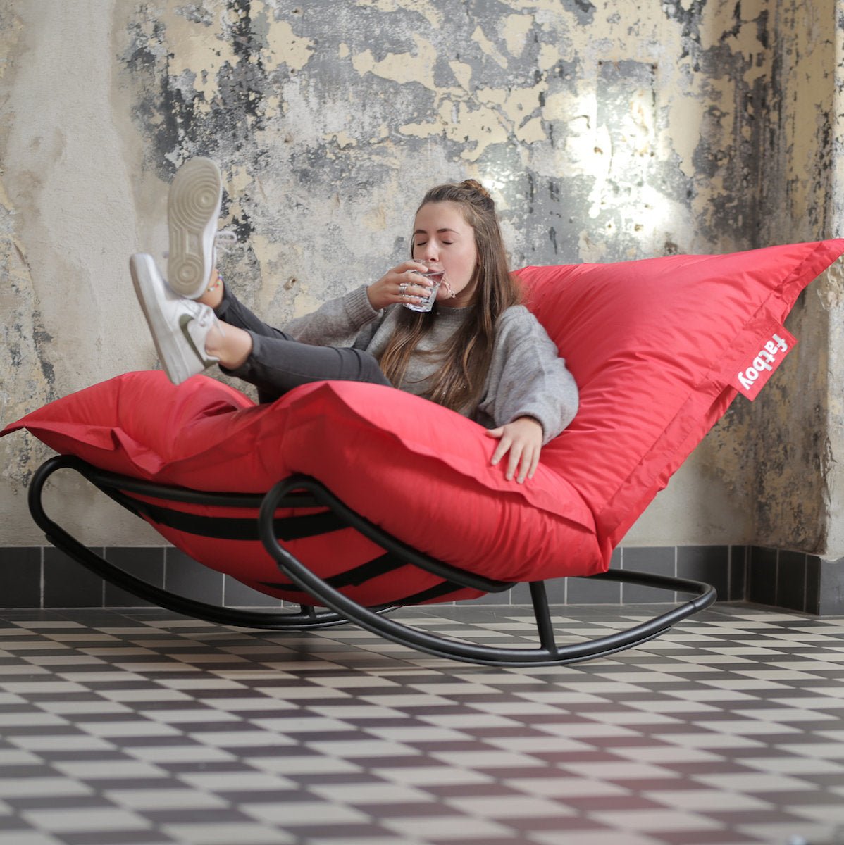 Chaise à bascule pour pouf Original noire Rock'n'Roll - Fatboy - The Cool Republic