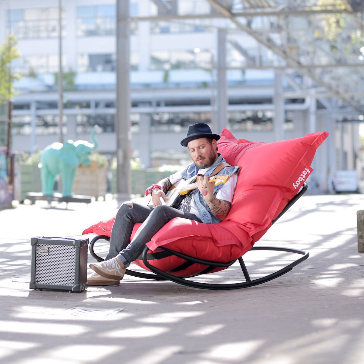 Chaise à bascule pour pouf Original noire Rock'n'Roll - Fatboy - The Cool Republic