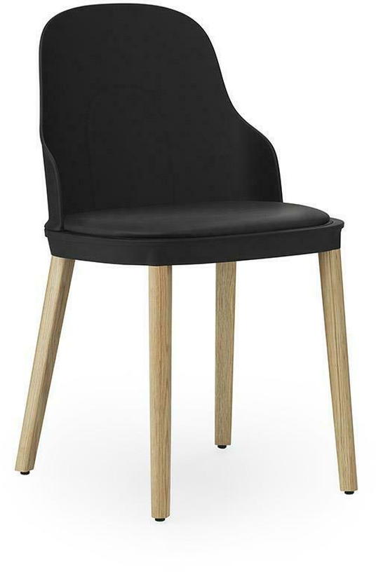 Chaise à l'assise en cuir noir et au pietement en chêne Allez noir - Normann Copenhagen - The Cool Republic