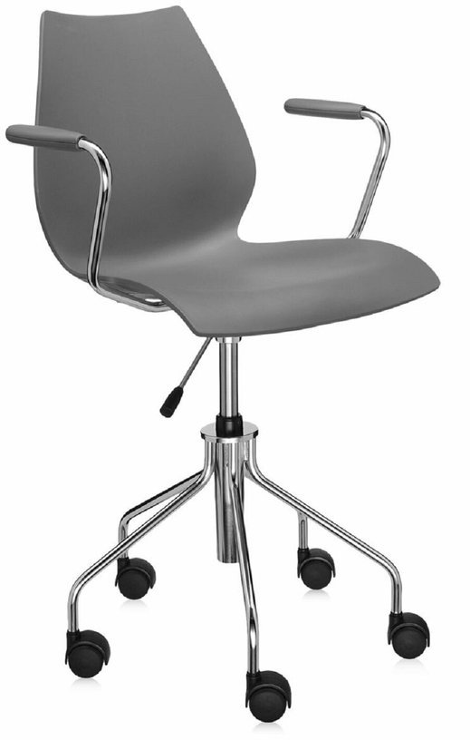 Chaise à roulettes avec accoudoirs anthracite Maui - Kartell - The Cool Republic