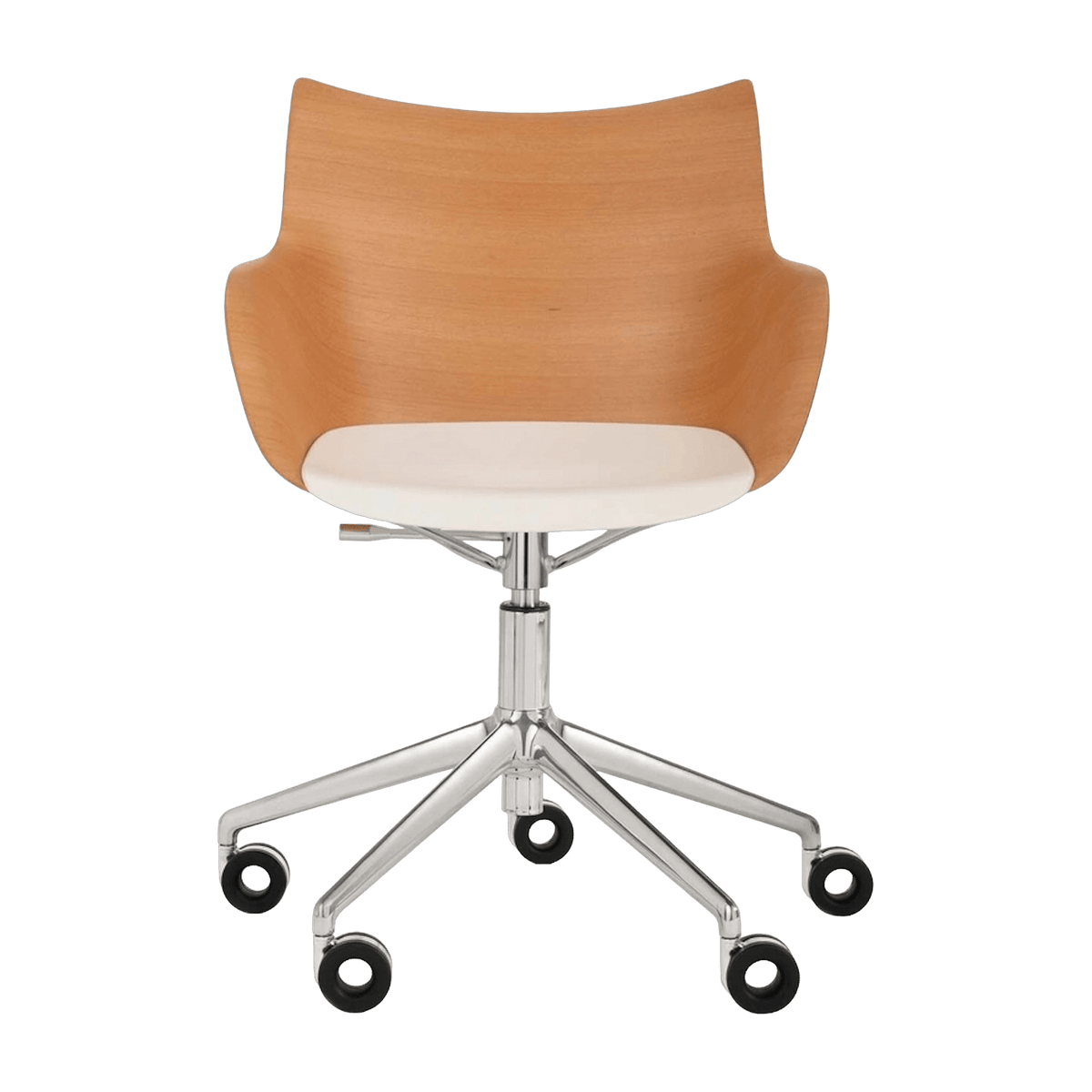 Chaise à roulettes en bois clair Q/Wood - Kartell - The Cool Republic
