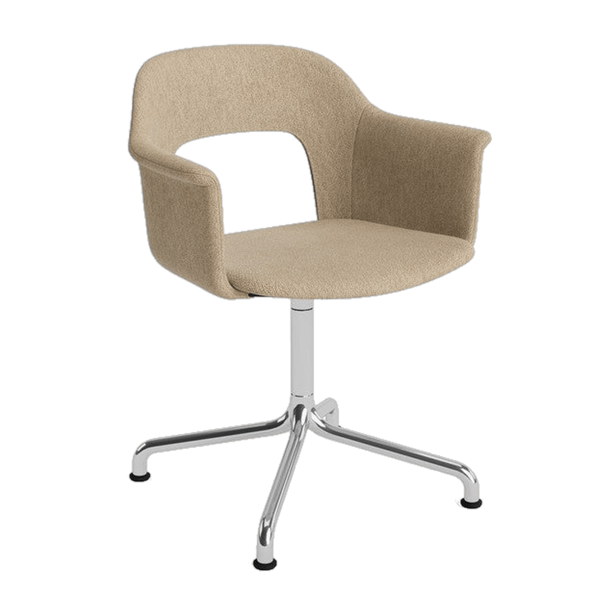 Chaise avec accoudoir en tissu Turf beige sable et aluminium pivotant 80x62x56cm Layout Armchair 254 - HAY - The Cool Republic