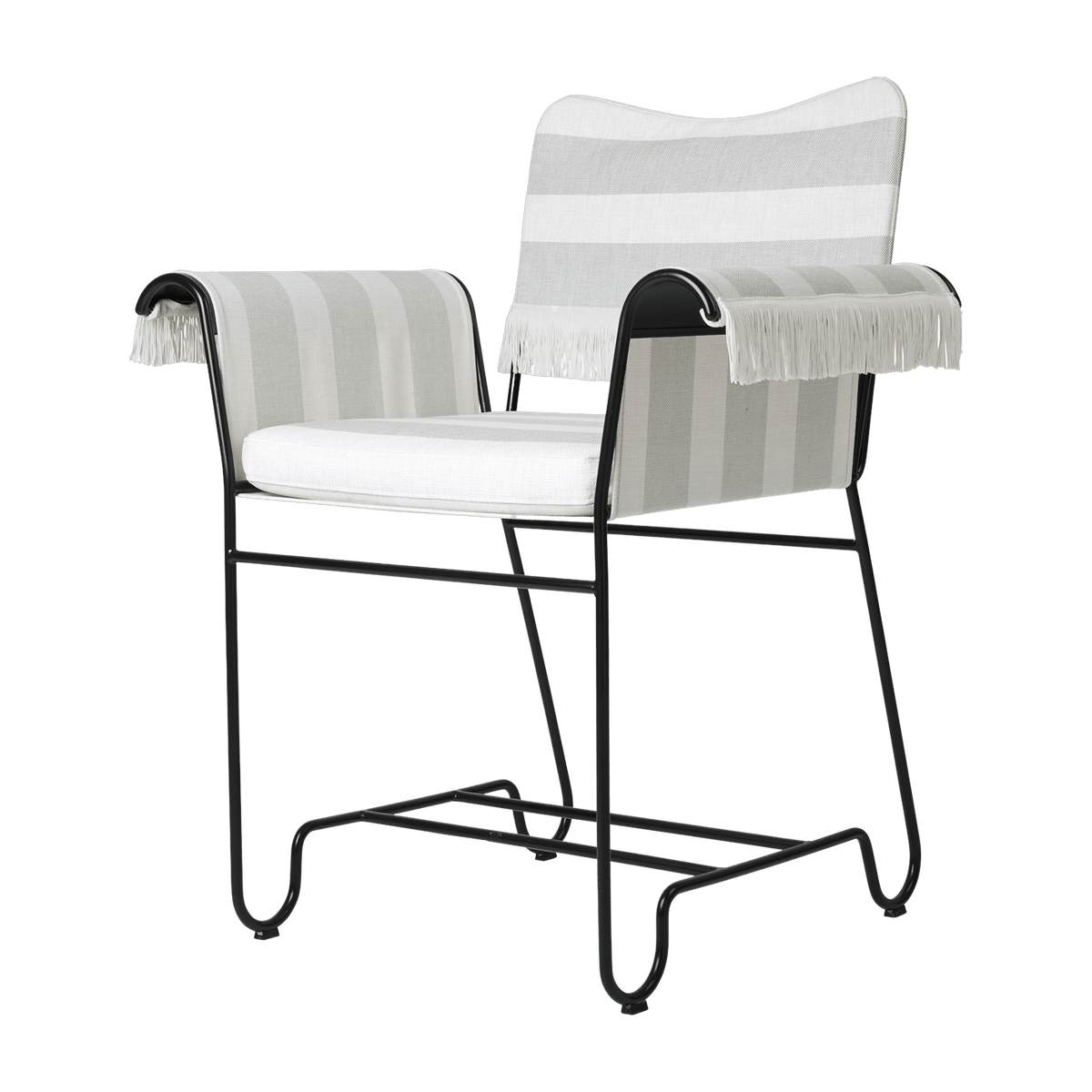 Chaise avec accoudoirs à franges et rayures leslie Tropique - Gubi - The Cool Republic