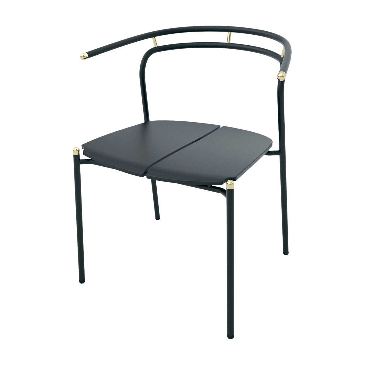 Chaise avec accoudoirs en acier noir et doré Novo - Aytm - The Cool Republic