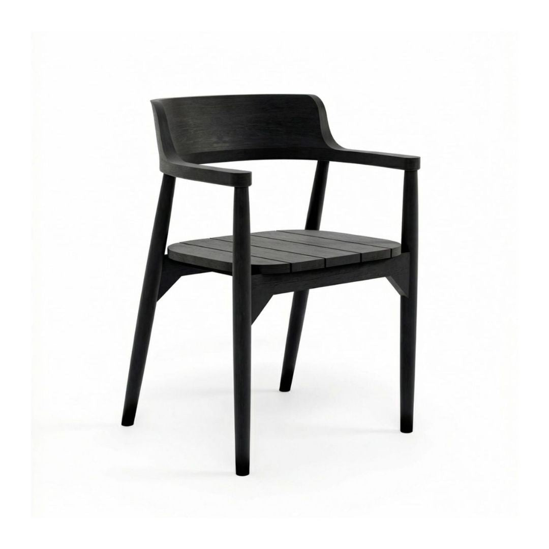 Chaise avec accoudoirs en bois de teck massif noir 58x52x80cm Febriansah - Bazar Bizar - The Cool Republic