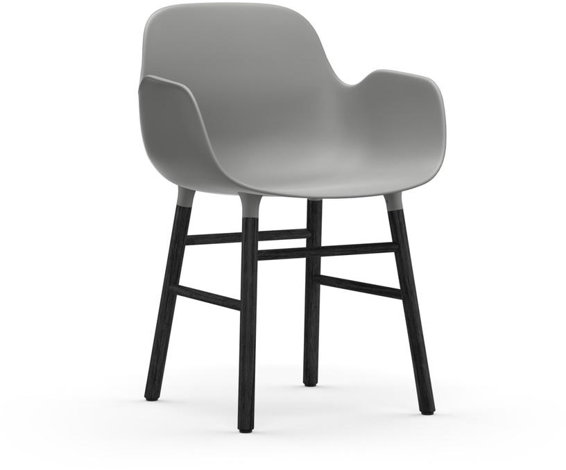 Chaise avec accoudoirs en bois noir et pp gris Form - Normann Copenhagen - The Cool Republic