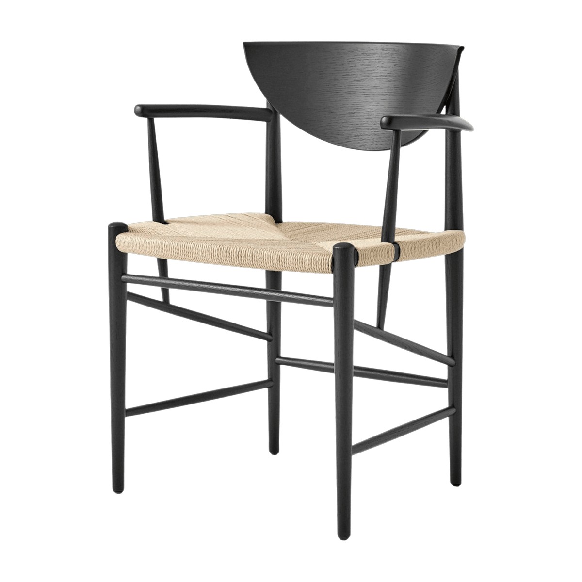 Chaise avec accoudoirs en bois noir HM4 Drawn - &tradition - The Cool Republic