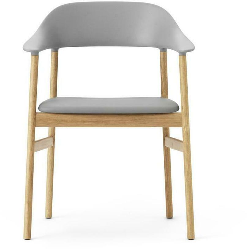 Chaise avec accoudoirs en chêne et cuir gris Herit Spectrum Leather Grey - Normann Copenhagen - The Cool Republic