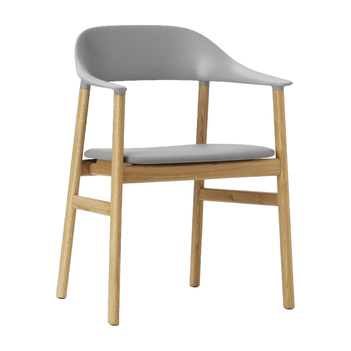 Chaise avec accoudoirs en chêne et cuir gris Herit Spectrum Leather Grey - Normann Copenhagen - The Cool Republic