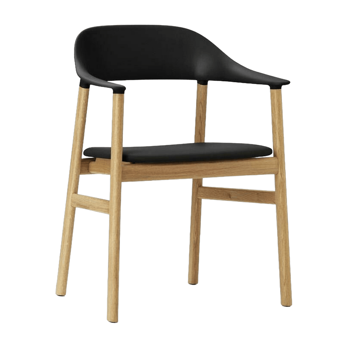 Chaise avec accoudoirs en chêne et cuir noir Herit Spectrum Leather noir - Normann Copenhagen - The Cool Republic