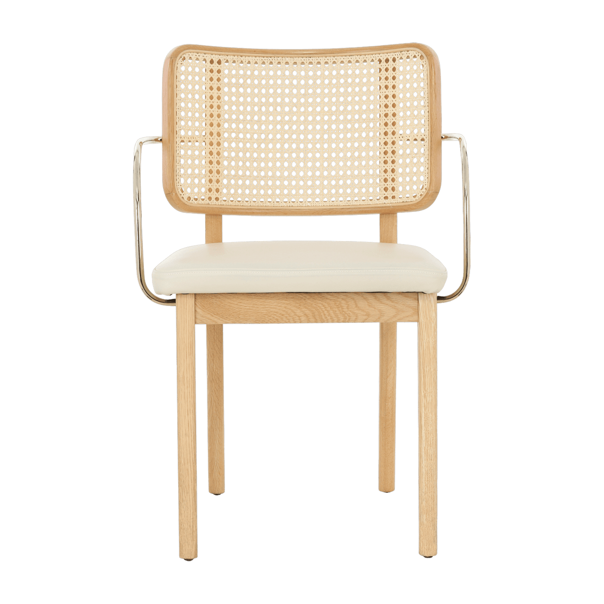 Chaise avec accoudoirs en chêne et cuir vanille Cannage - RED Edition - The Cool Republic