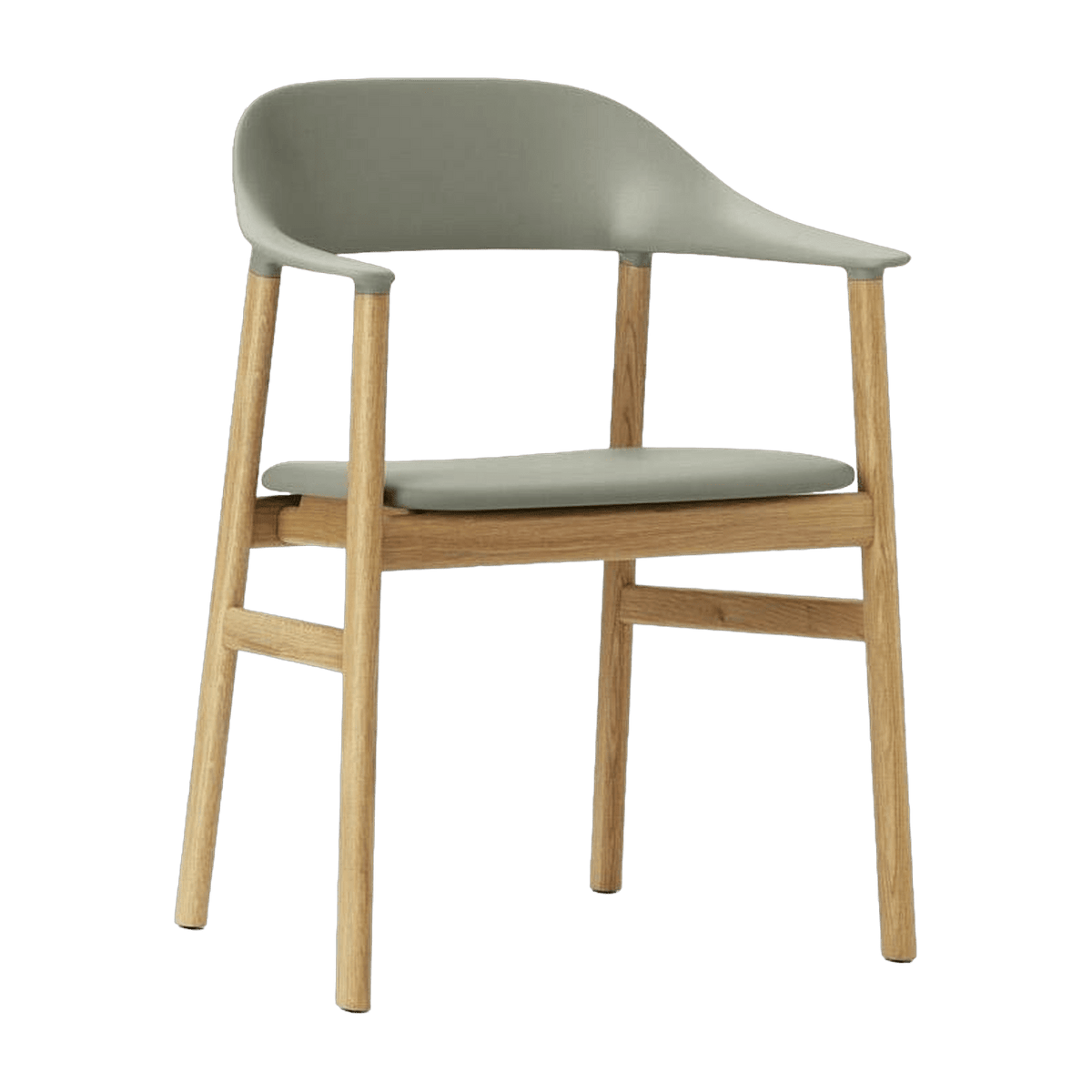 Chaise avec accoudoirs en chêne et cuir vert Herit Spectrum Leather Dusty vert - Normann Copenhagen - The Cool Republic