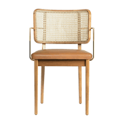 Chaise avec accoudoirs en chêne naturel et cuir tabac Cannage - RED Edition - The Cool Republic