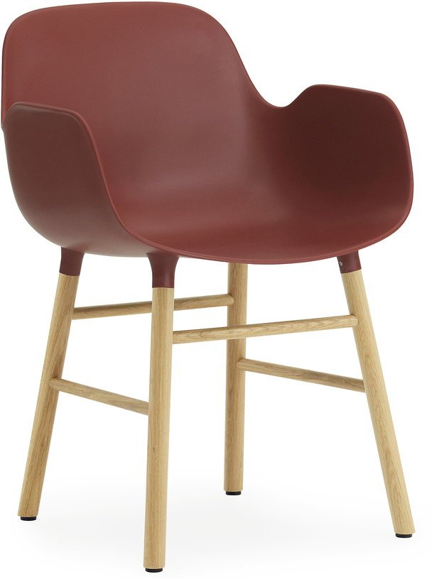Chaise avec accoudoirs en chêne naturel et pp rouge Form - Normann Copenhagen - The Cool Republic