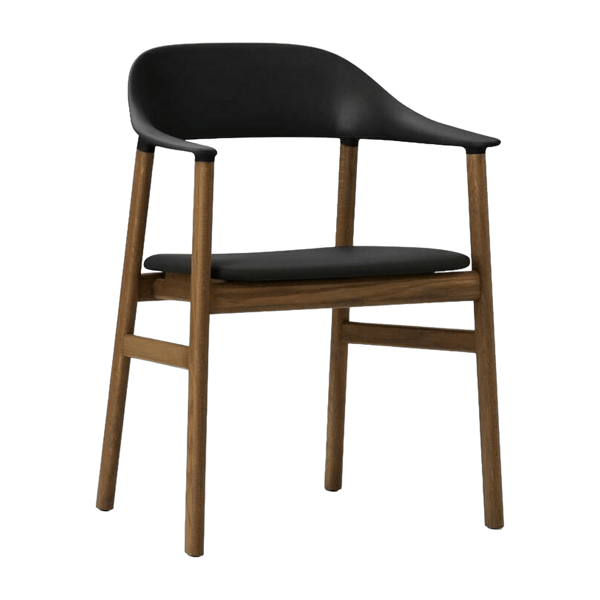 Chaise avec accoudoirs en chêne teinté et cuir noir Herit Spectrum Leather noir - Normann Copenhagen - The Cool Republic