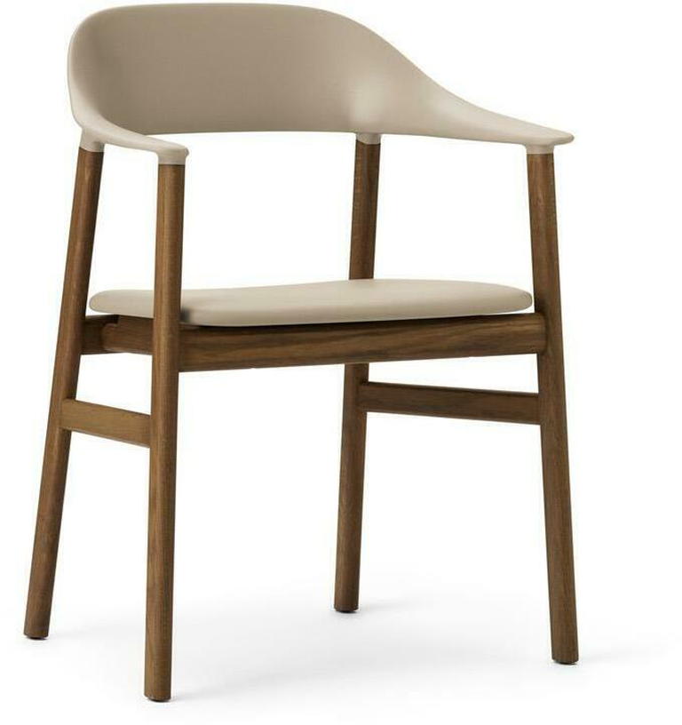 Chaise avec accoudoirs en chêne teinté et cuir sable Herit Spectrum Leather Sand - Normann Copenhagen - The Cool Republic