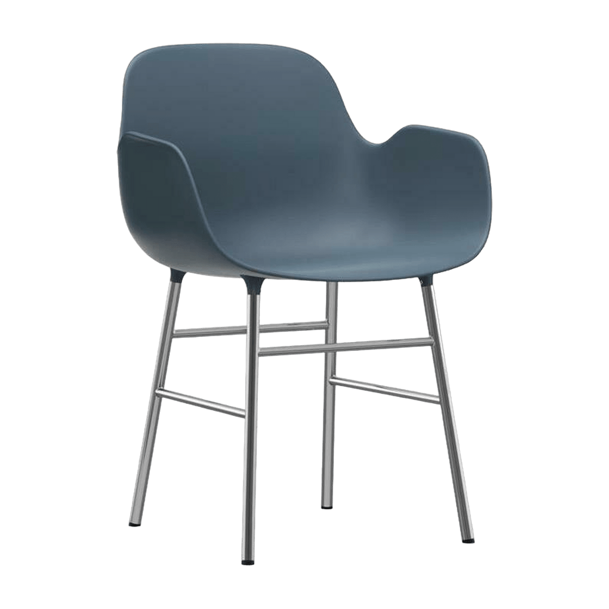 Chaise avec accoudoirs en chrome et pp bleu Form - Normann Copenhagen - The Cool Republic
