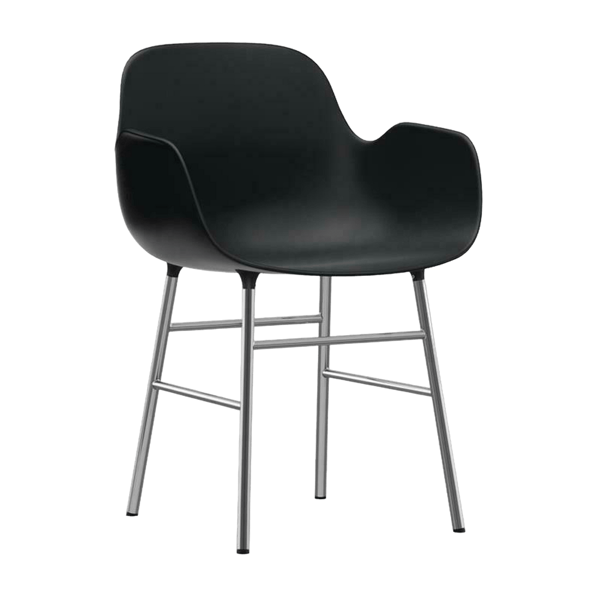 Chaise avec accoudoirs en chrome et pp noir Form - Normann Copenhagen - The Cool Republic