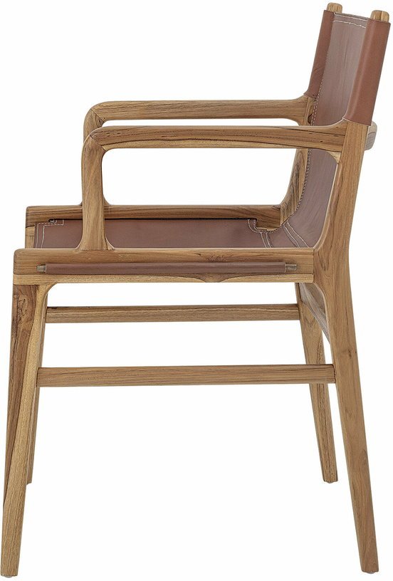 Chaise avec accoudoirs en cuir brun Ollie - Bloomingville - The Cool Republic