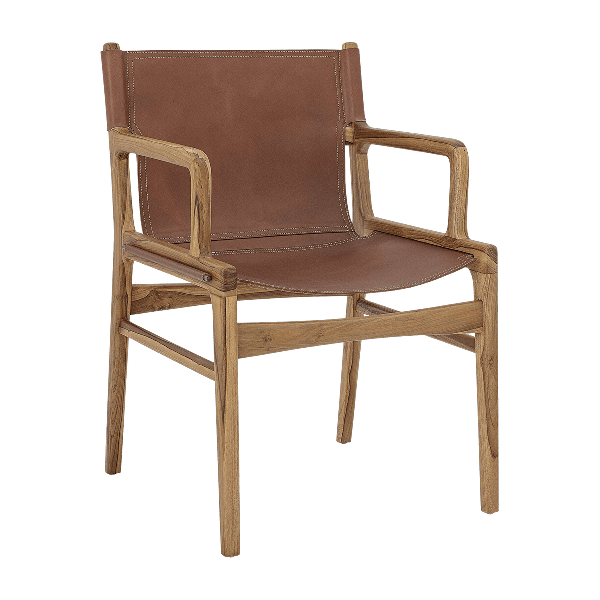 Chaise avec accoudoirs en cuir brun Ollie - Bloomingville - The Cool Republic