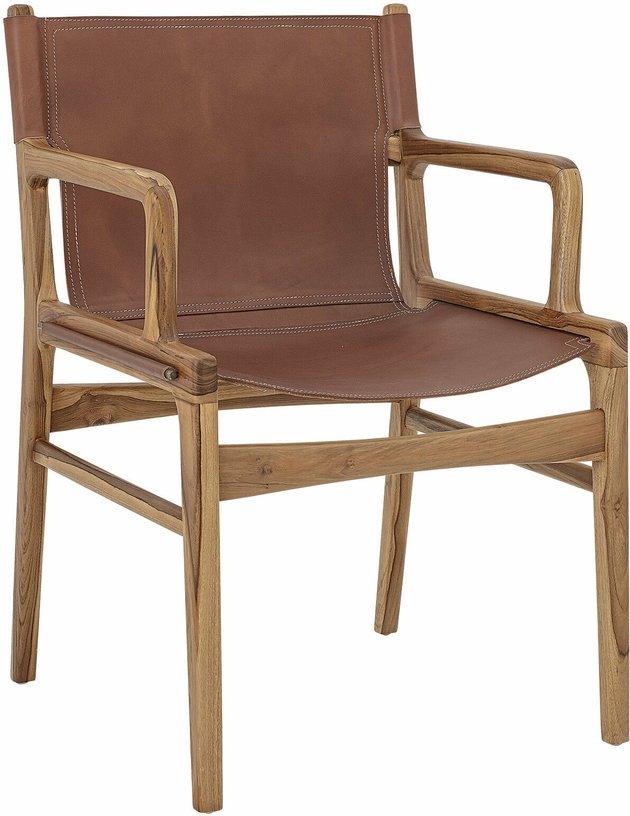 Chaise avec accoudoirs en cuir brun Ollie - Bloomingville - The Cool Republic