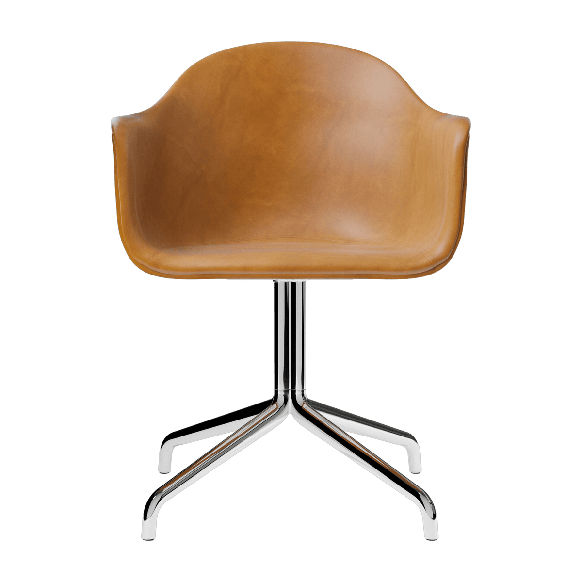 Chaise avec accoudoirs en cuir marron cognac 58 x 55 cm Harbour - Audo - The Cool Republic