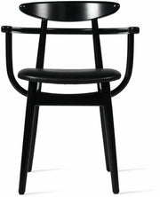 Chaise avec accoudoirs en hêtre et vinyle noir Teo - Vincent Sheppard - The Cool Republic