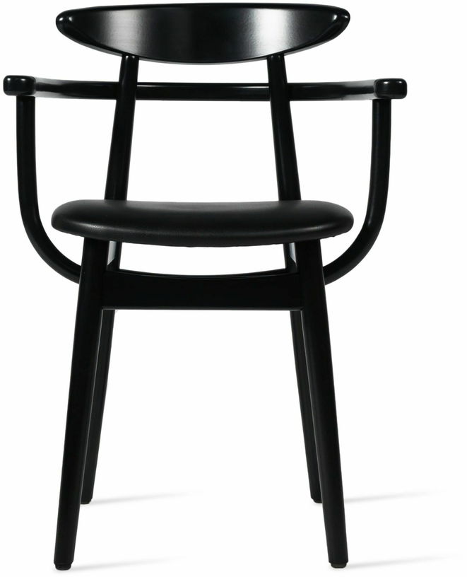 Chaise avec accoudoirs en hêtre et vinyle noir Teo - Vincent Sheppard - The Cool Republic