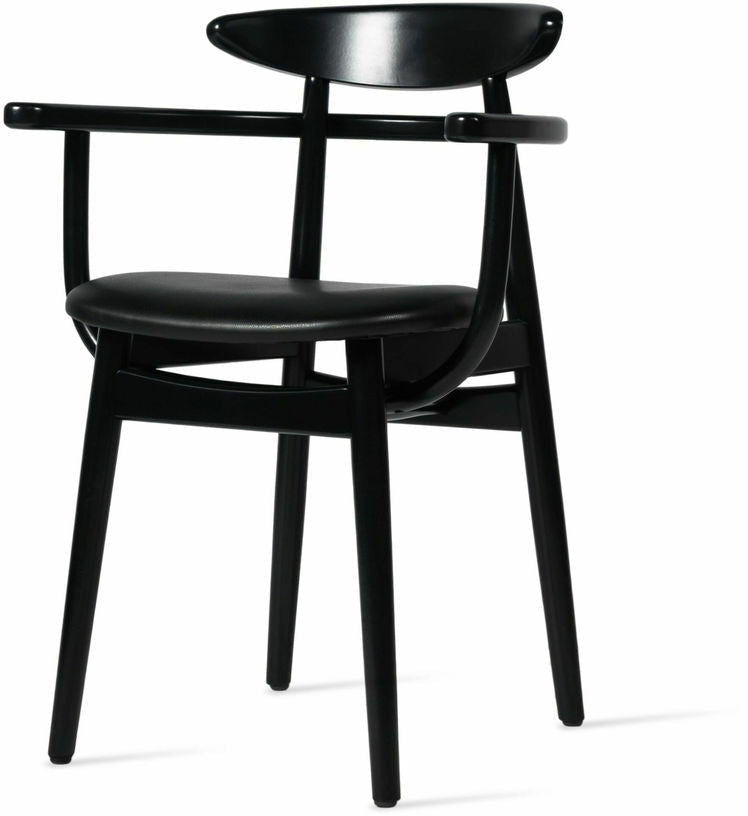 Chaise avec accoudoirs en hêtre et vinyle noir Teo - Vincent Sheppard - The Cool Republic