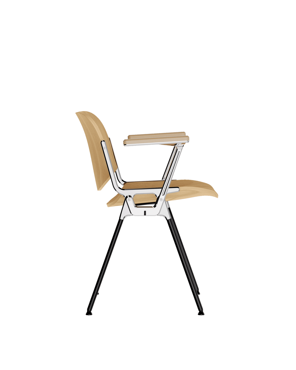 Chaise avec accoudoirs en hêtre plaqué et acier chromé DSC 106 - Anonima Castelli - The Cool Republic