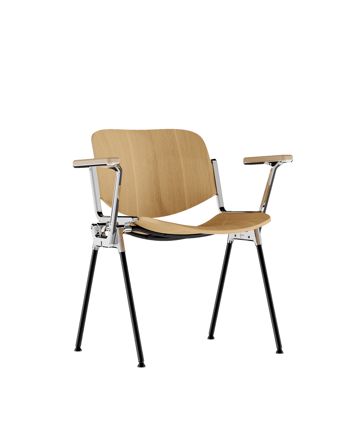 Chaise avec accoudoirs en hêtre plaqué et acier chromé DSC 106 - Anonima Castelli - The Cool Republic