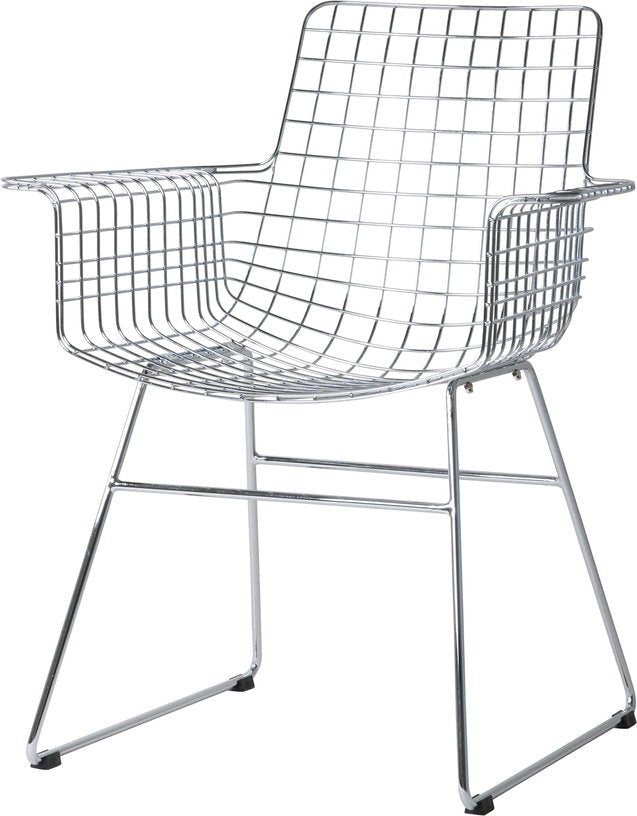 Chaise avec accoudoirs en métal chromé Wire - HKliving - The Cool Republic