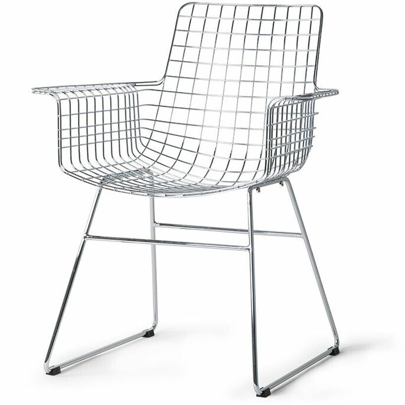 Chaise avec accoudoirs en métal chromé Wire - HKliving - The Cool Republic