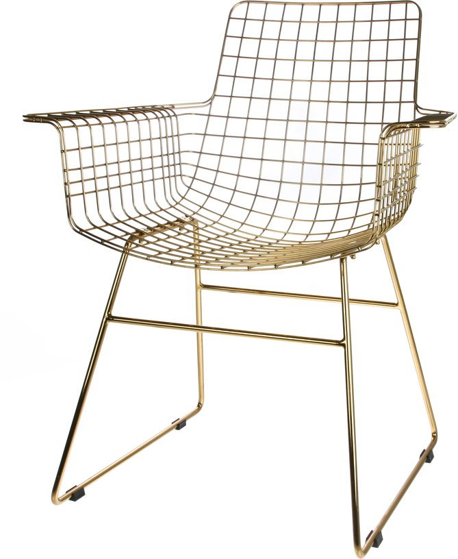 Chaise avec accoudoirs en métal doré Wire - HKliving - The Cool Republic