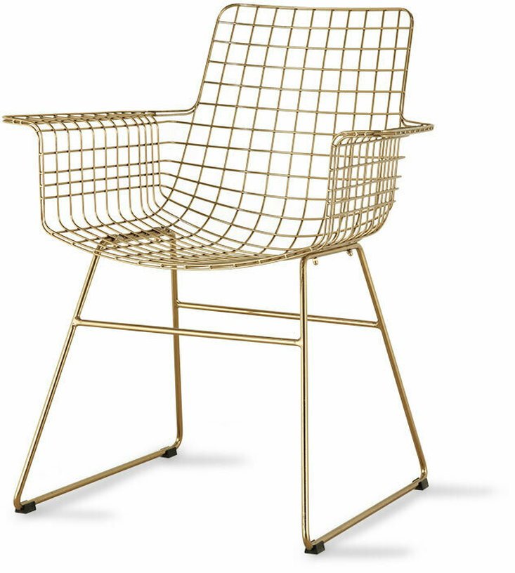 Chaise avec accoudoirs en métal doré Wire - HKliving - The Cool Republic
