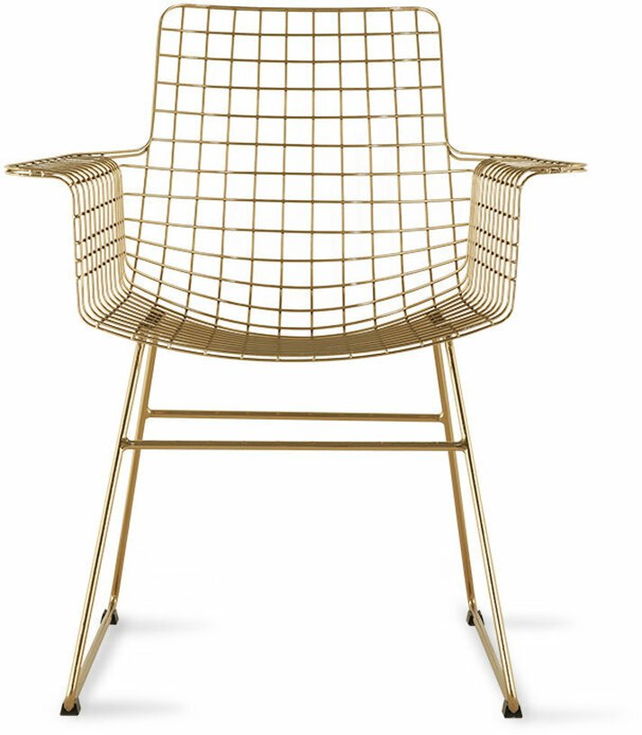 Chaise avec accoudoirs en métal doré Wire - HKliving - The Cool Republic