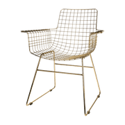 Chaise avec accoudoirs en métal doré Wire - HKliving - The Cool Republic
