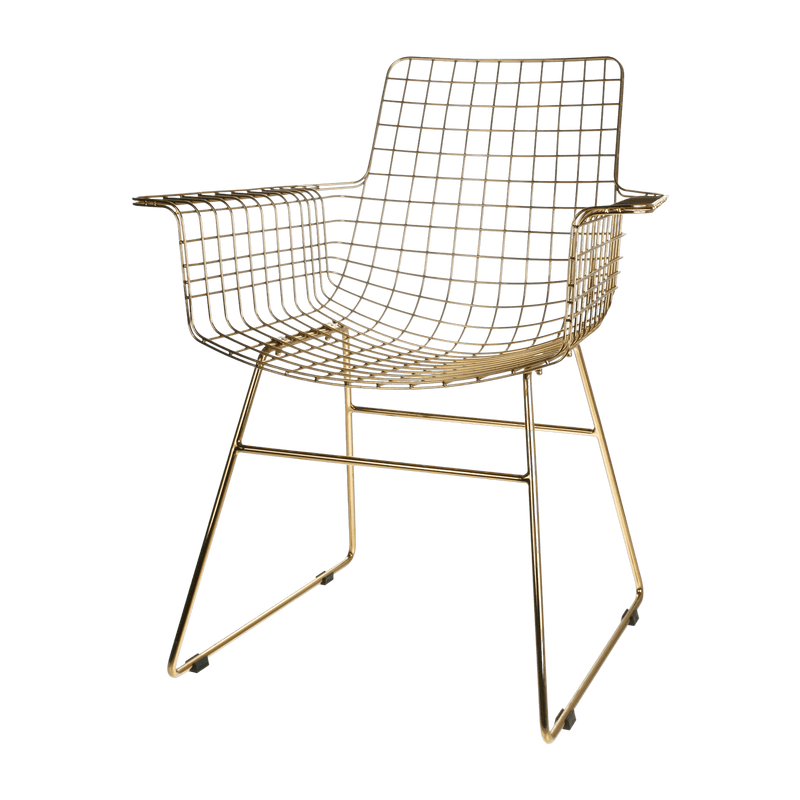 Chaise avec accoudoirs en métal doré Wire - HKliving - The Cool Republic