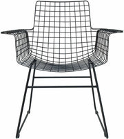 Chaise avec accoudoirs en métal noir Wire - HKliving - The Cool Republic