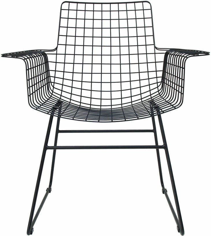 Chaise avec accoudoirs en métal noir Wire - HKliving - The Cool Republic