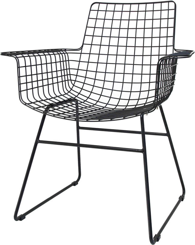 Chaise avec accoudoirs en métal noir Wire - HKliving - The Cool Republic
