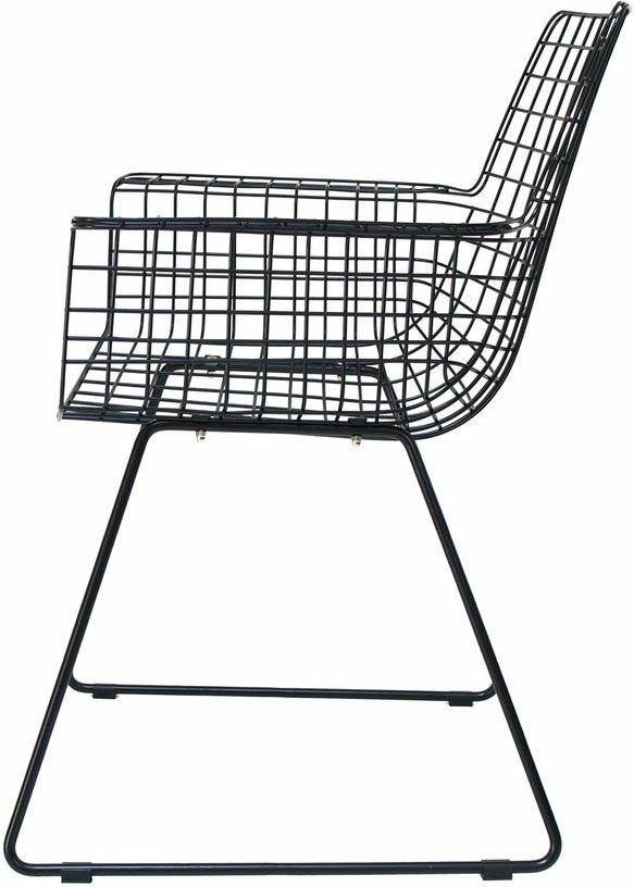 Chaise avec accoudoirs en métal noir Wire - HKliving - The Cool Republic