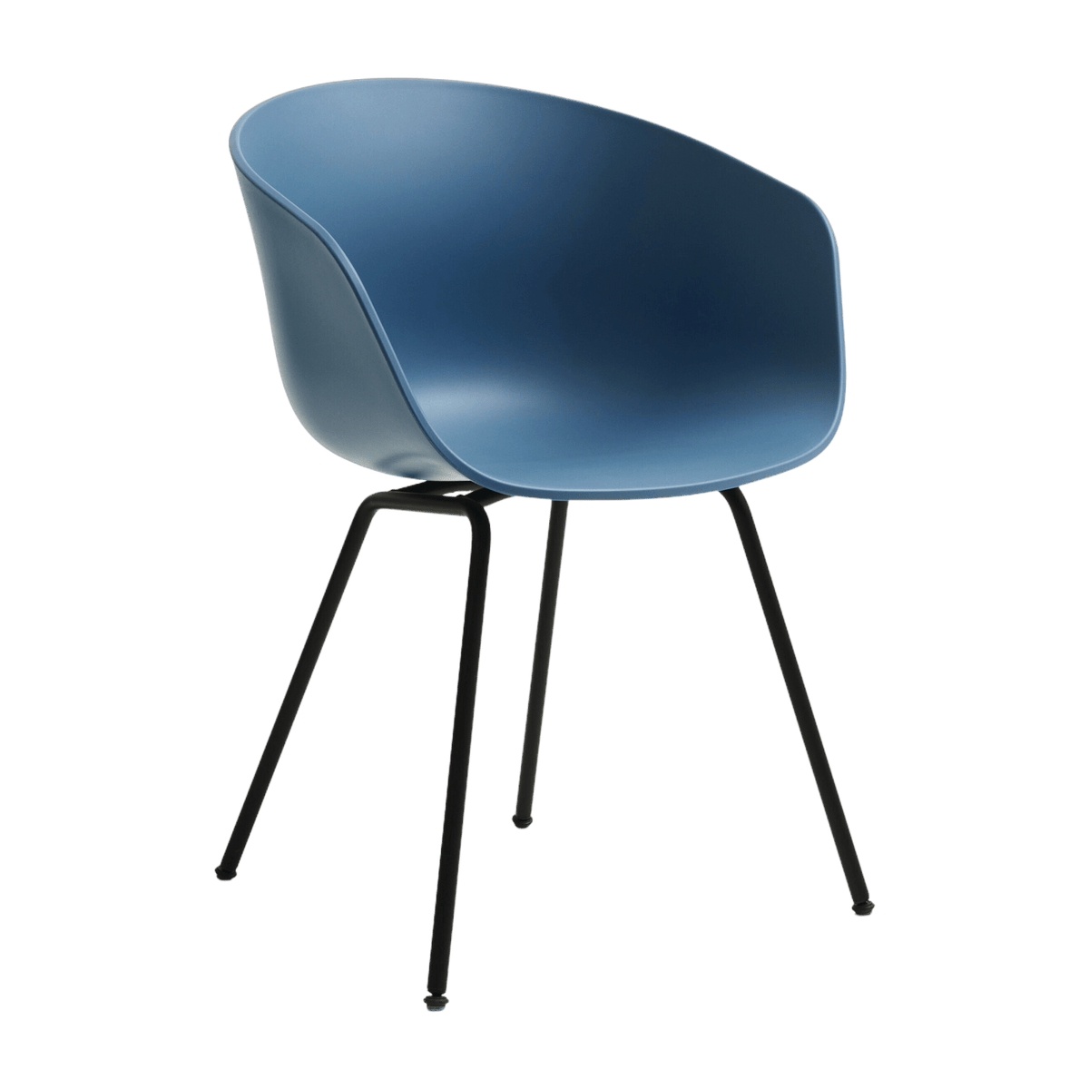 Chaise avec accoudoirs en plastique recyclé bleu azure et pieds en métal noir AAC 26 2.0 - HAY - The Cool Republic