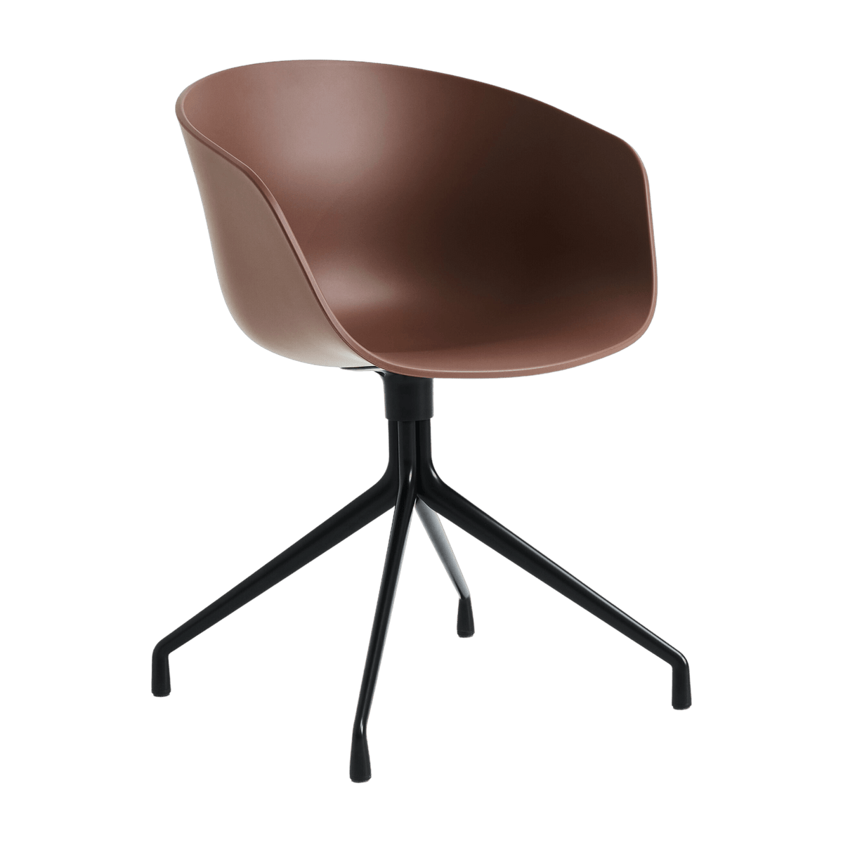 Chaise avec accoudoirs en plastique recyclé brique et pieds en acier noir AAC 20 2.0 - HAY - The Cool Republic