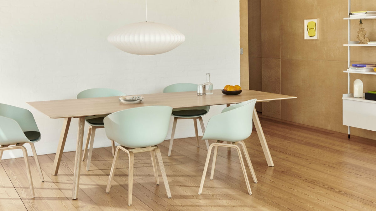 Chair with dusty mint recycled plastic arms and oak legs AAC 22 2. 0 - HAY - The Cool Republic