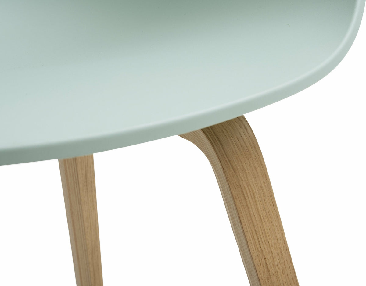 Chair with dusty mint recycled plastic arms and oak legs AAC 22 2. 0 - HAY - The Cool Republic