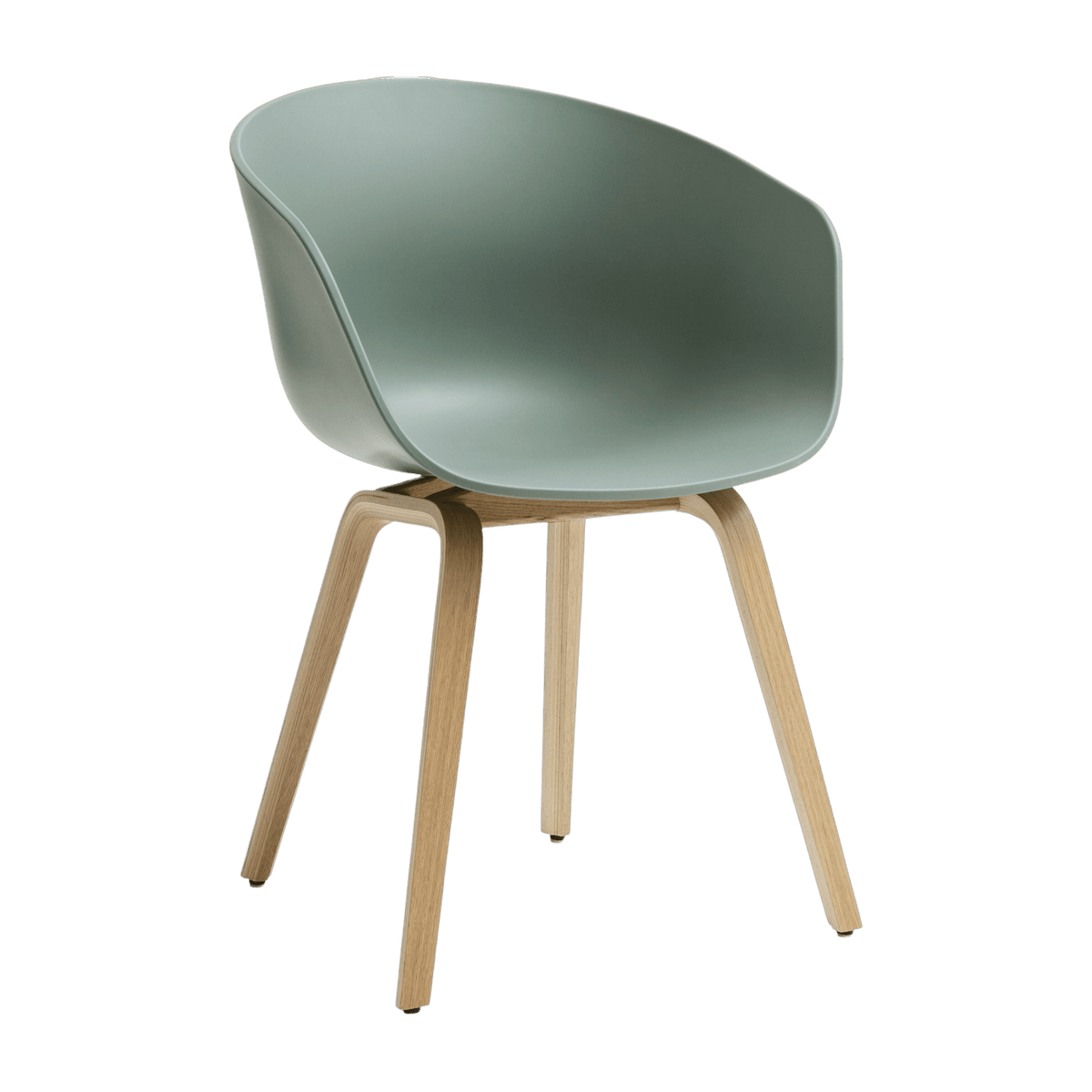 Chaise avec accoudoirs en plastique recyclé vert d'automne et pieds en chêne AAC 22 2.0 - HAY - The Cool Republic